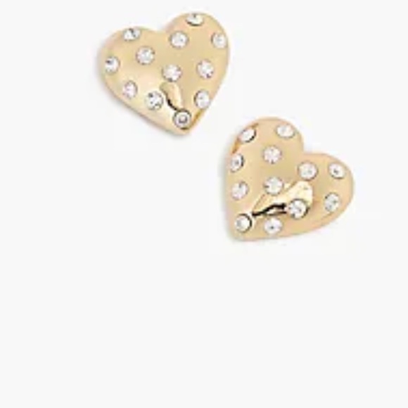 j crew pave puffy heart bauble earrings nwt - Picture 1 of 2